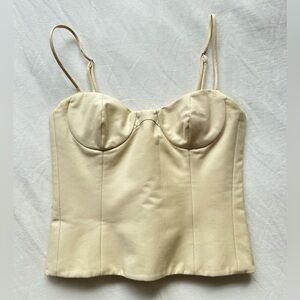 KHAITE cream sweetheart corset tank